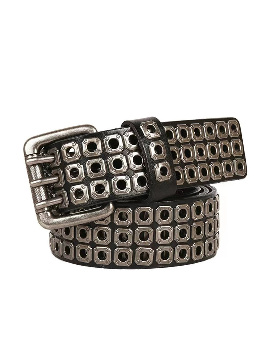 DND4DES Willow Nail First Layer Cowhide Punk Belt Belt