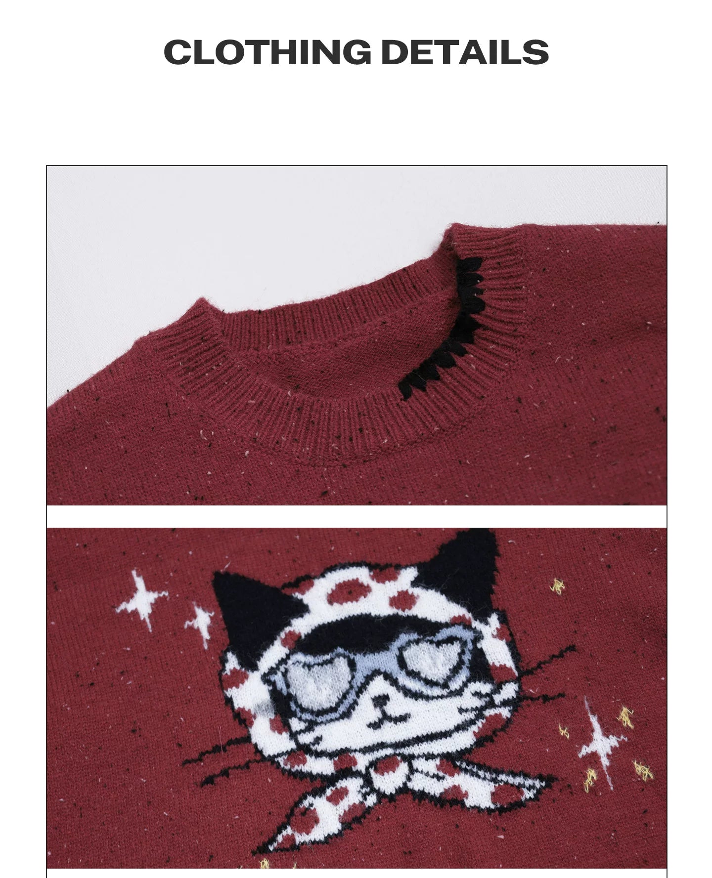 Girlyhalo Vintage Fun Jacquard Crew Neck Sweater