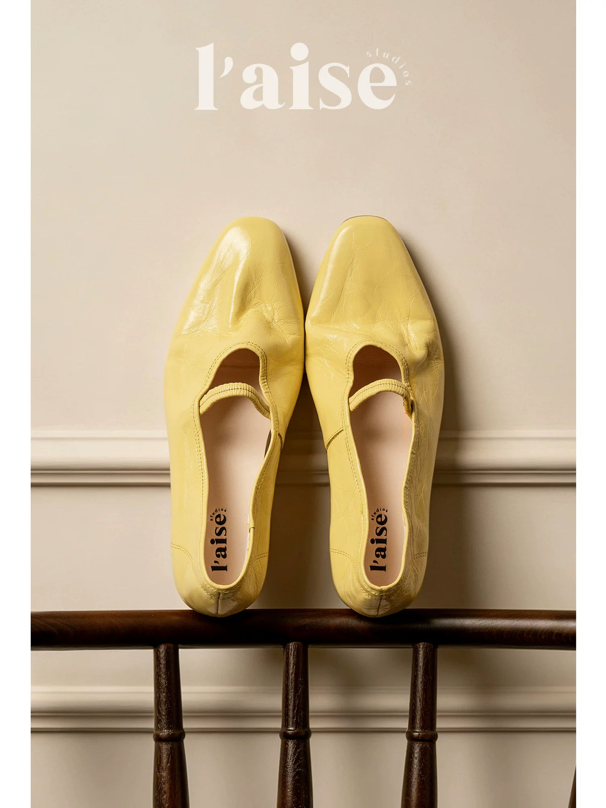 L'aise Leather Almond-Toe Ankle Strap Mary Jane Flat