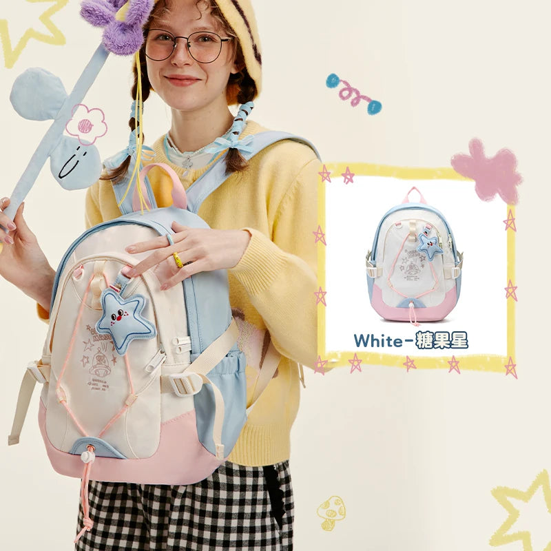 VANWALK Ballet Pink Faux Leather Zip-Top Backpack