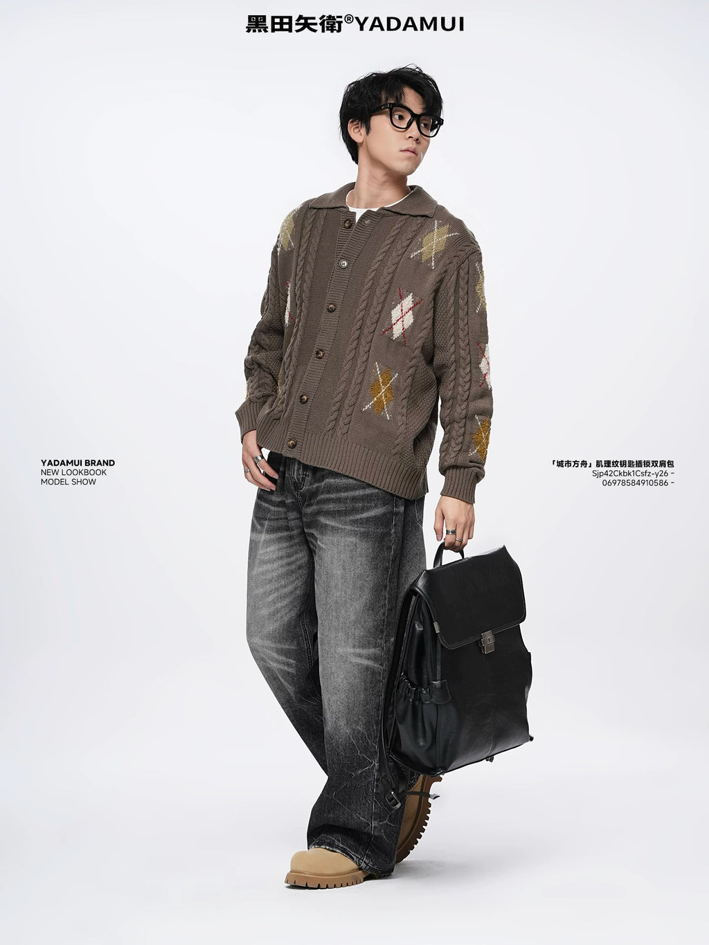 YADAMUI Black Faux Leather Zip-Top Backpack