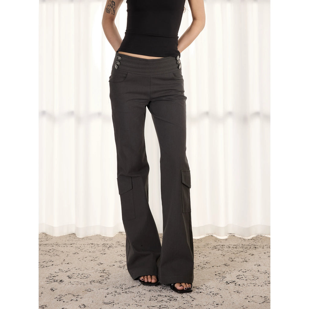 ANTSSTNA Low-Rise Slim Flared Casual Pants