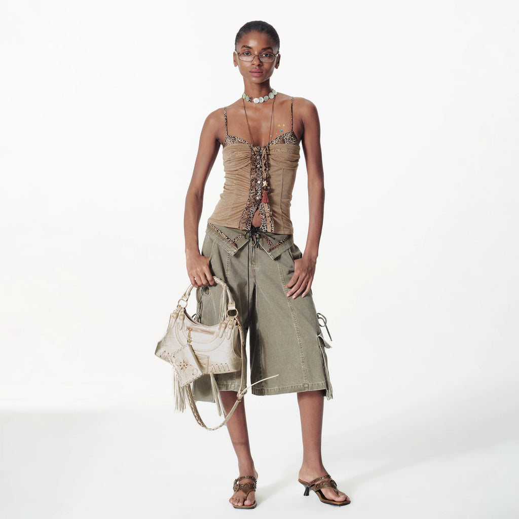 2th Desire Vintage Tassel Metal Rivet Shoulder Underarm Bag