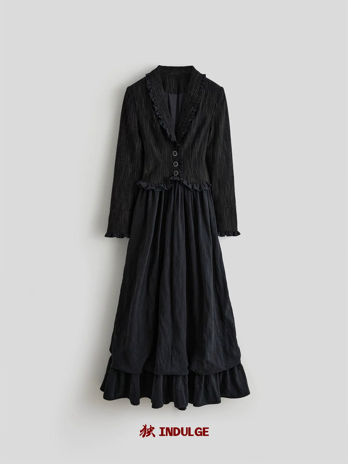 INDULGE Thousand-Face Iris Spliced Lace-Up A-Line Maxi Dress