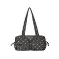 Unique blue Smoke Gray Polka Dot Faux Leather Zip-Top Shoulder Bag