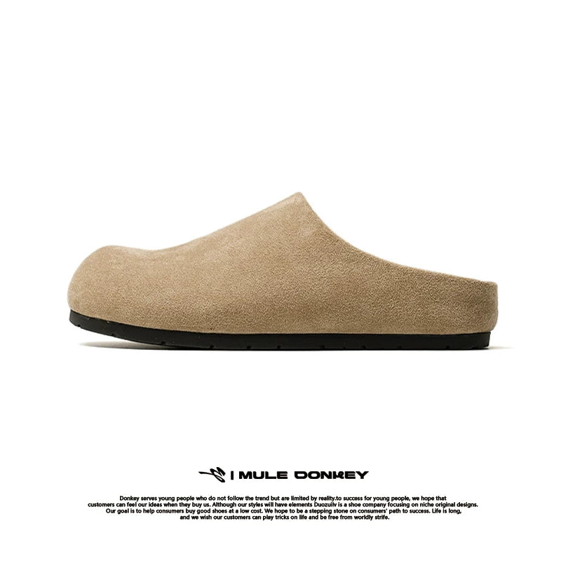 Donkey Anti-velvet Thick-soled Lazy Ugly Bag Head Half Slippers