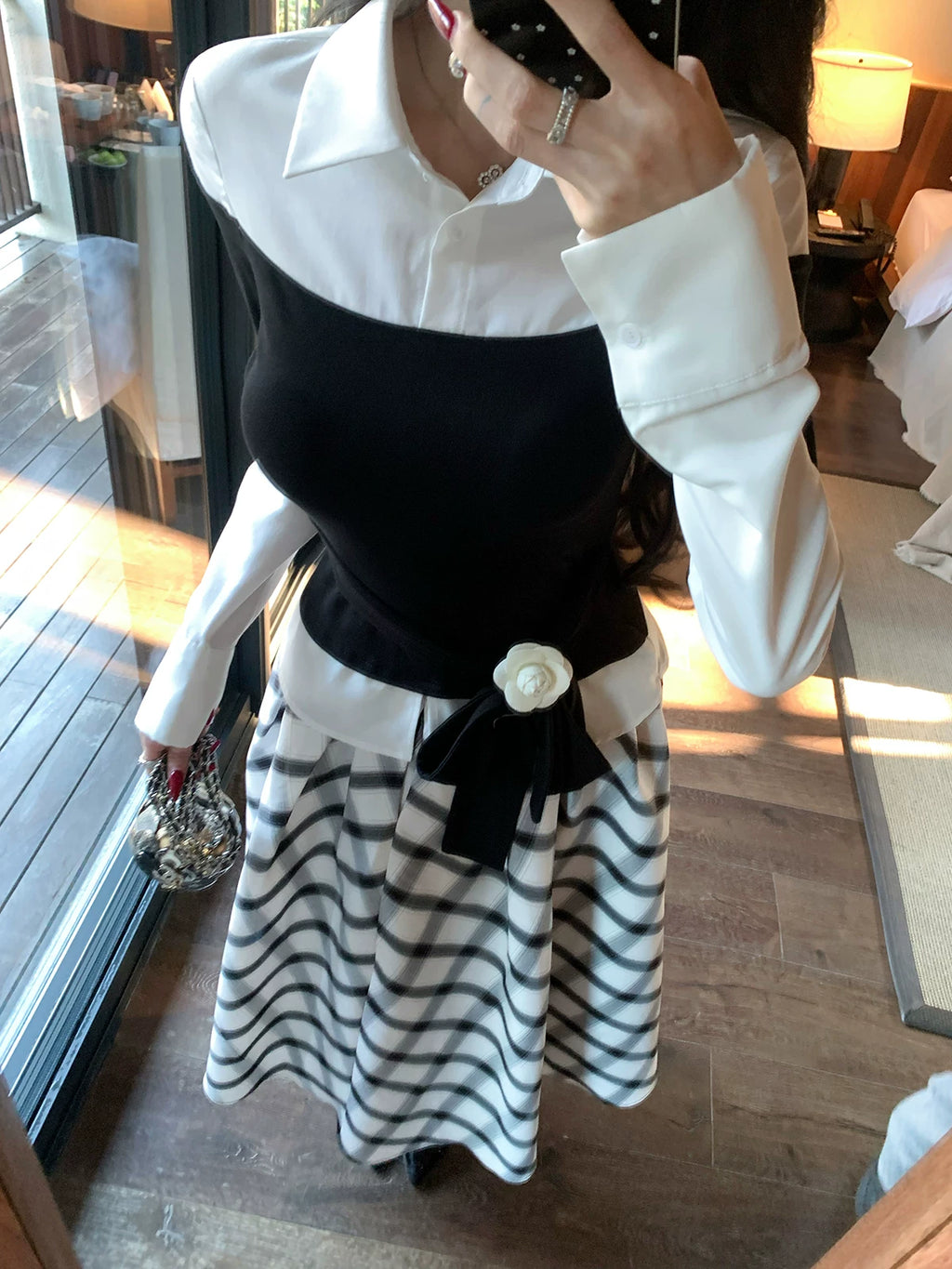 Barb Chill Vintage Short Fake Two-Piece Knitted Shirt