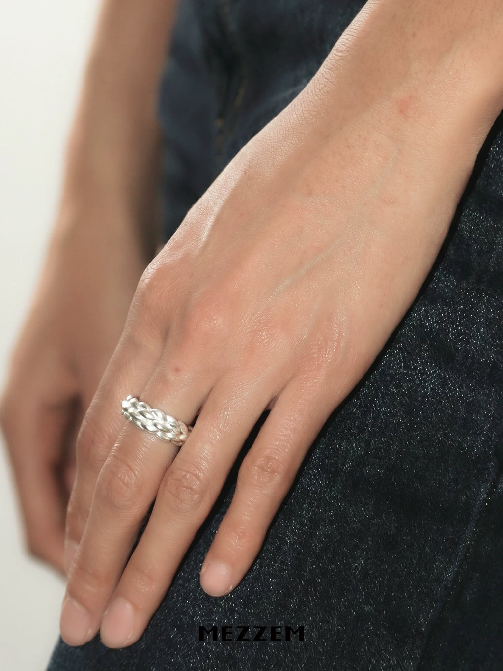 MEZZEM Rope-Textured Sterling Silver Ring