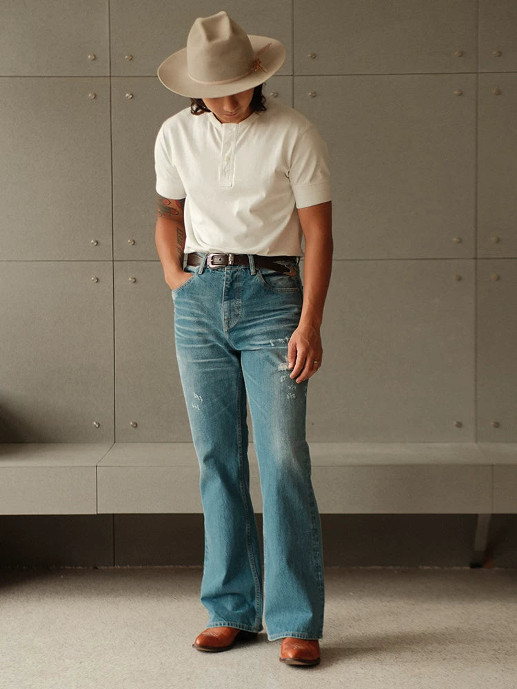Mbbcar 15.5oz Loose Mid-High Rise Flare Jeans