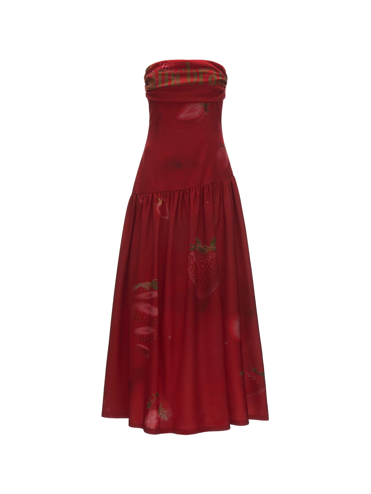 MAMC Strawberry Off-Shoulder Red Midi Dress