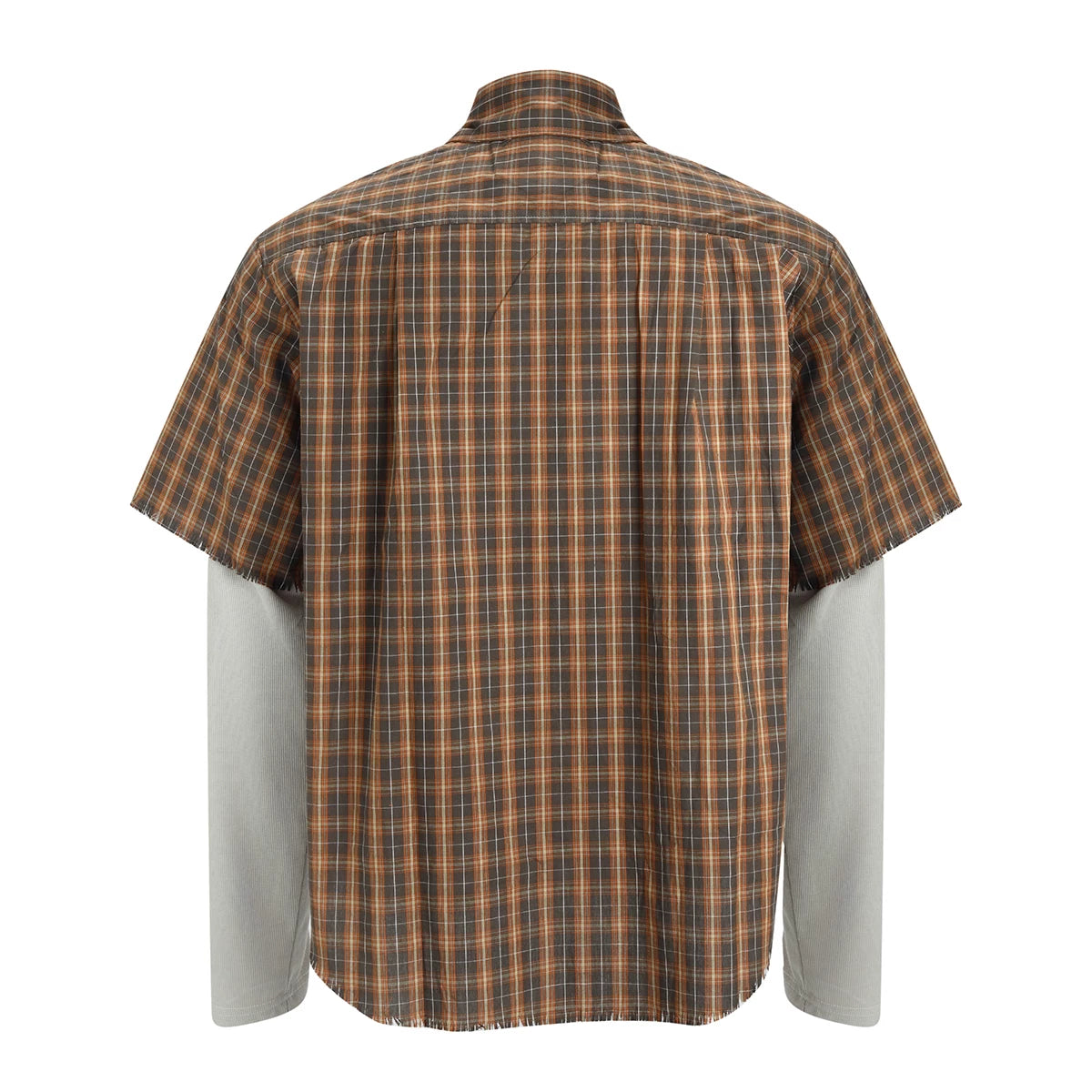 FTS Plaid Loose Fake Two-piece Shirt