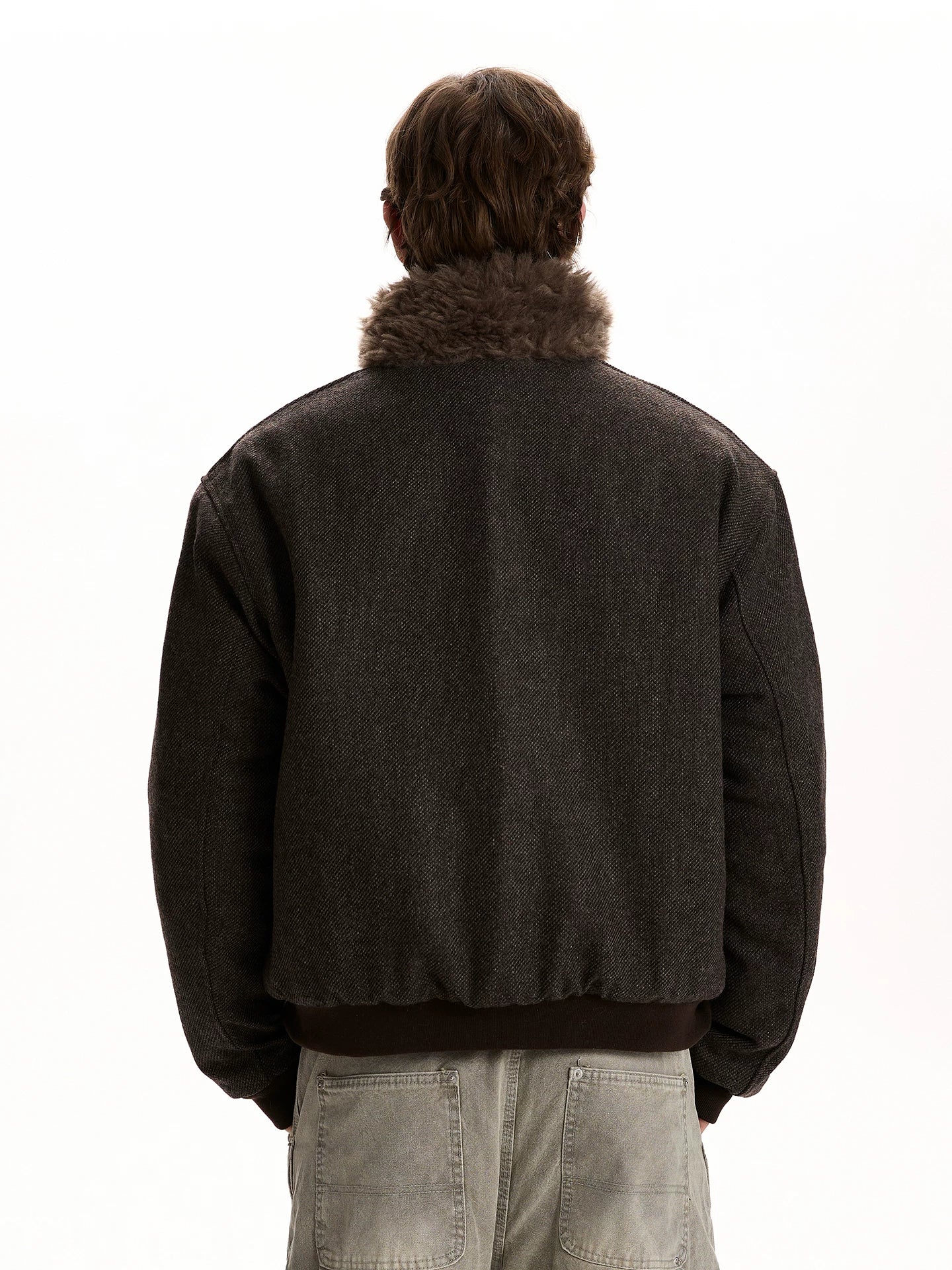 A PUEE Retro Fur Collar Thickened Thermal Tooling Jacket