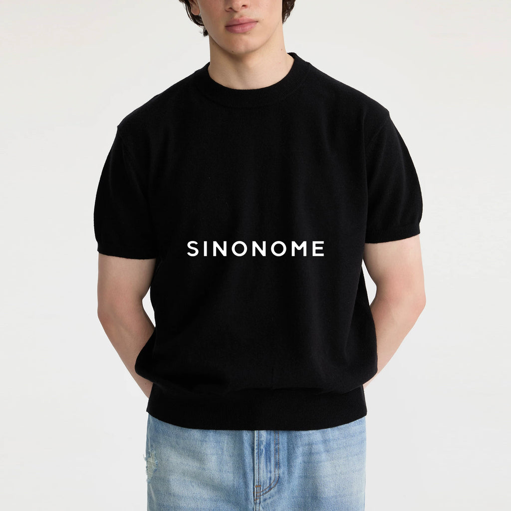 SINONOME Wool-Blend Brushed Cropped Drop-Shoulder Knit Tee