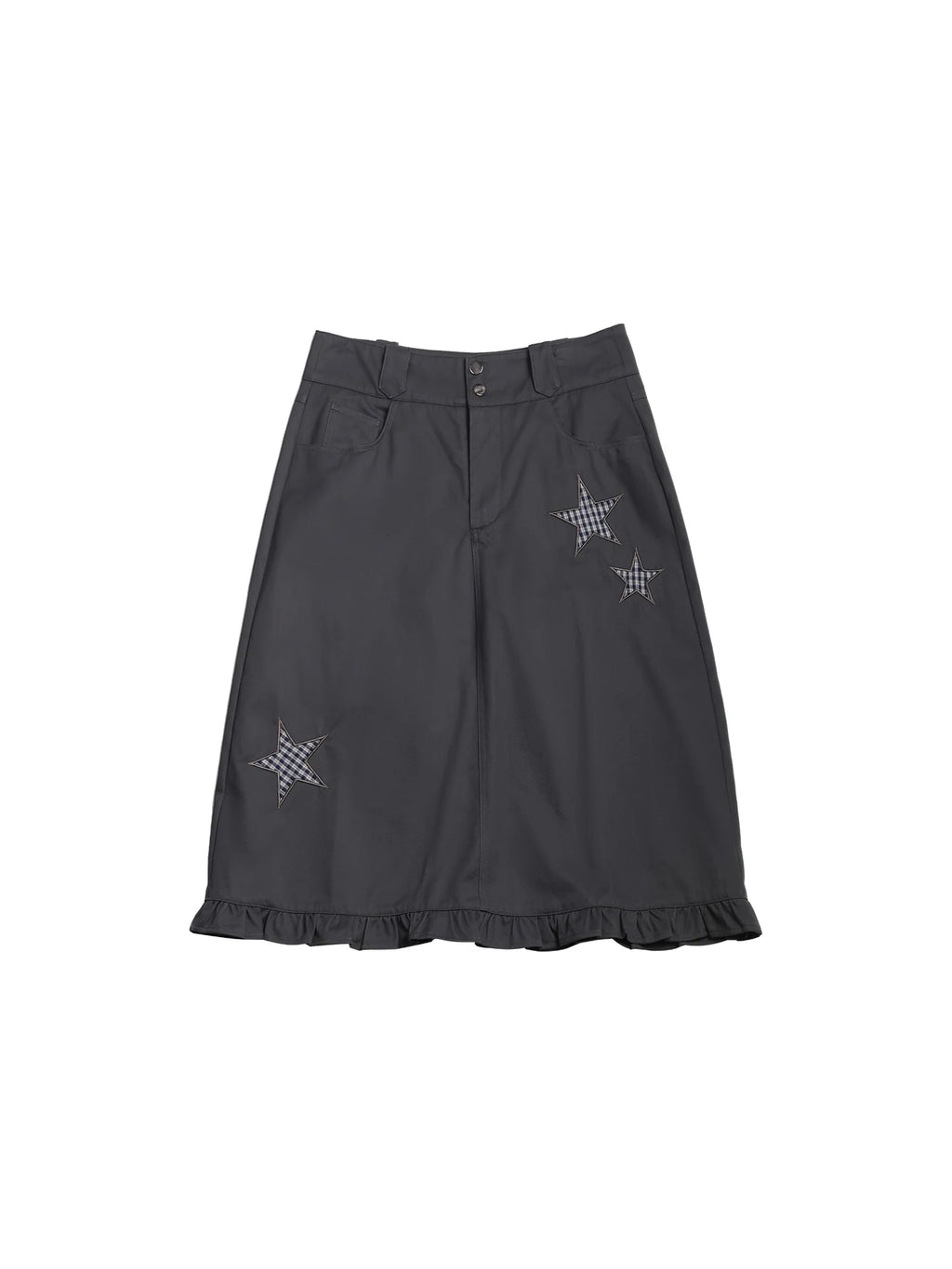 Two days off lab Star Patch 100% Cotton Breathable High-Waist A-Line Mini Skirt
