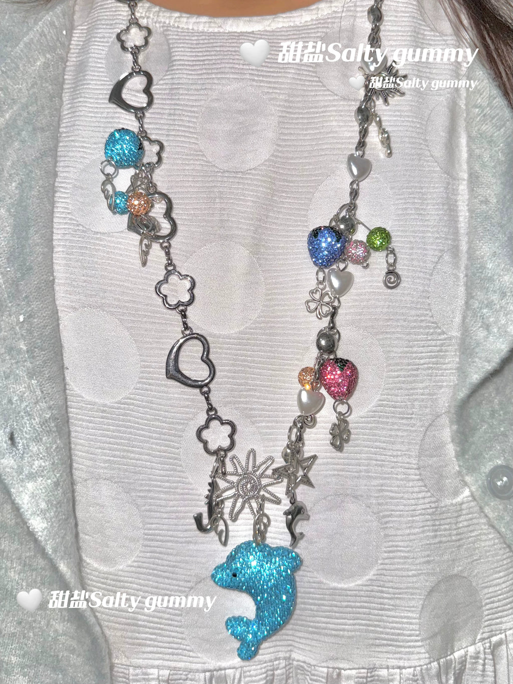 Salty gummy Handmade Dolphin Paradise Pendant Necklace