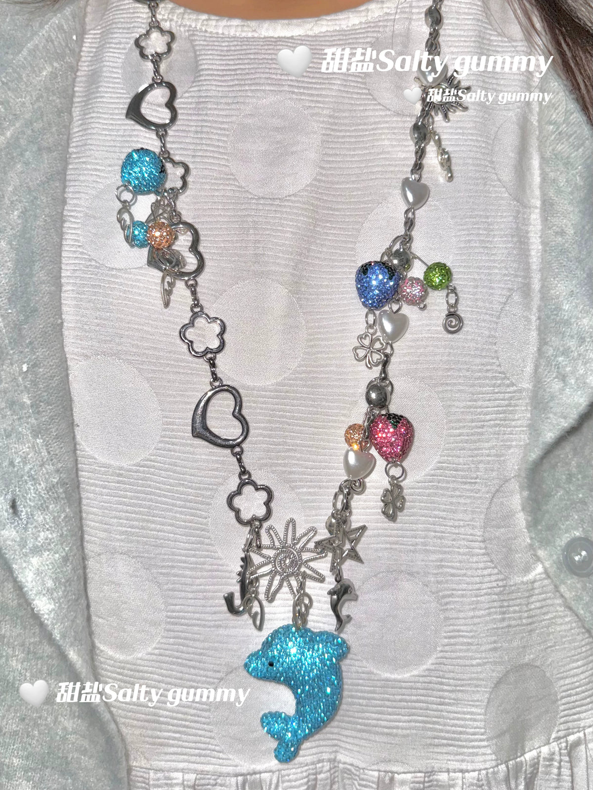 Salty gummy Handmade Dolphin Paradise Pendant Necklace
