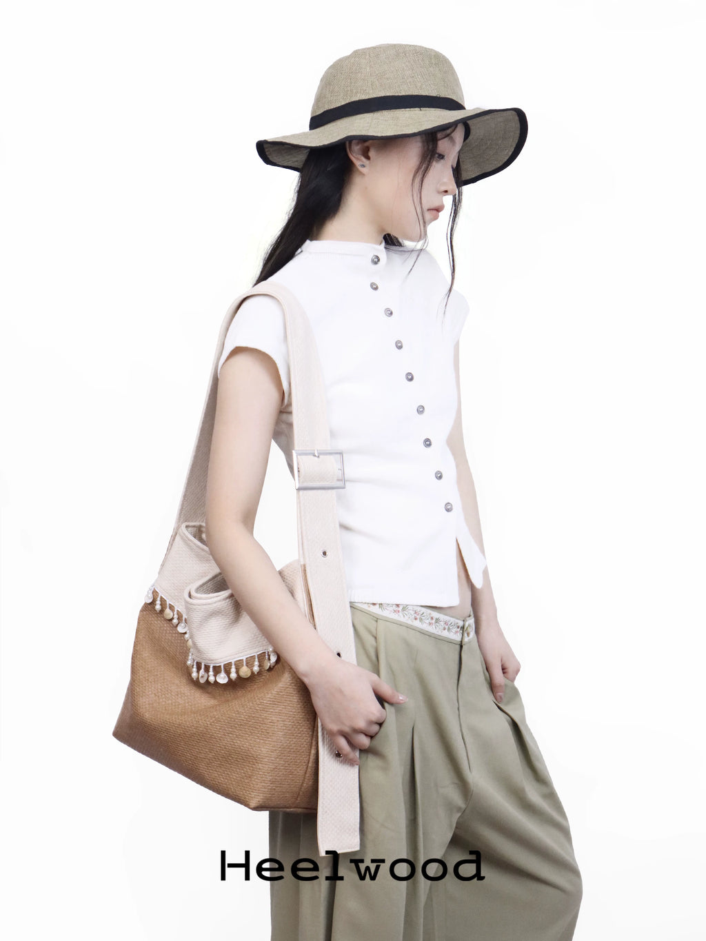 Heelwood Beach Color-Block Faux Leather Magnetic Snap Hobo Bag
