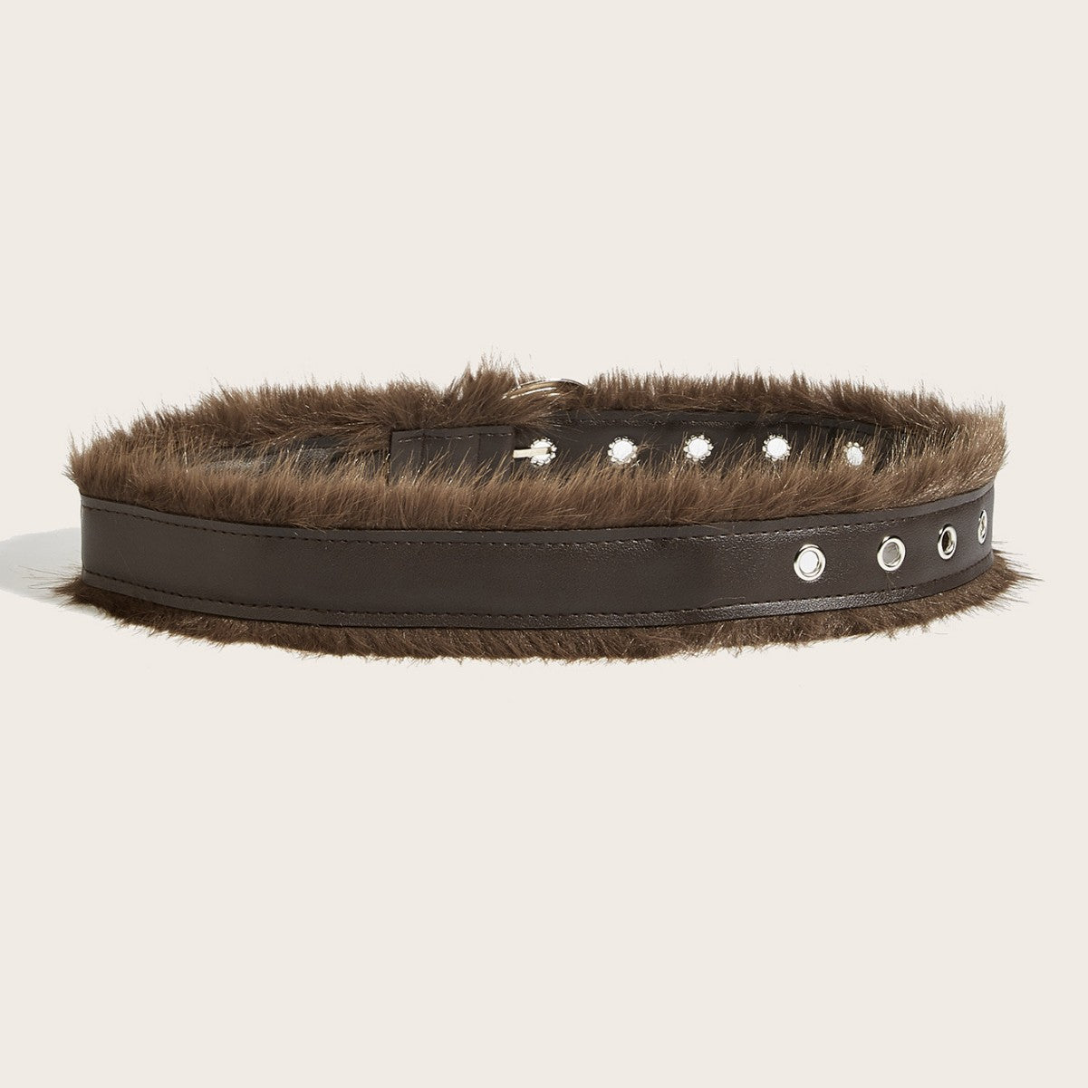 Intertek Babes Wide Faux Fur Fluffy Waist Seal Belt