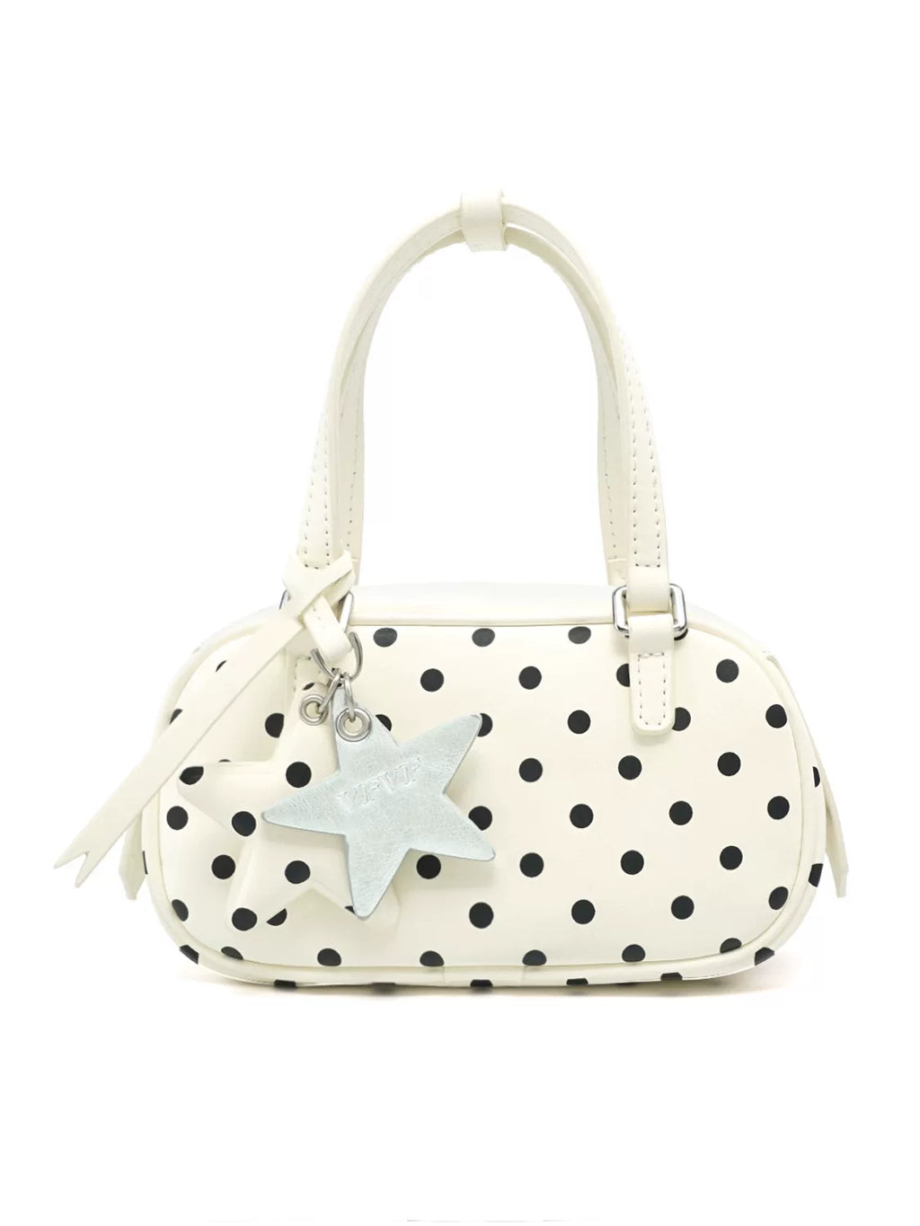 VFVF Yellow Polka Dot Faux Leather Zip-Top Boston Bag