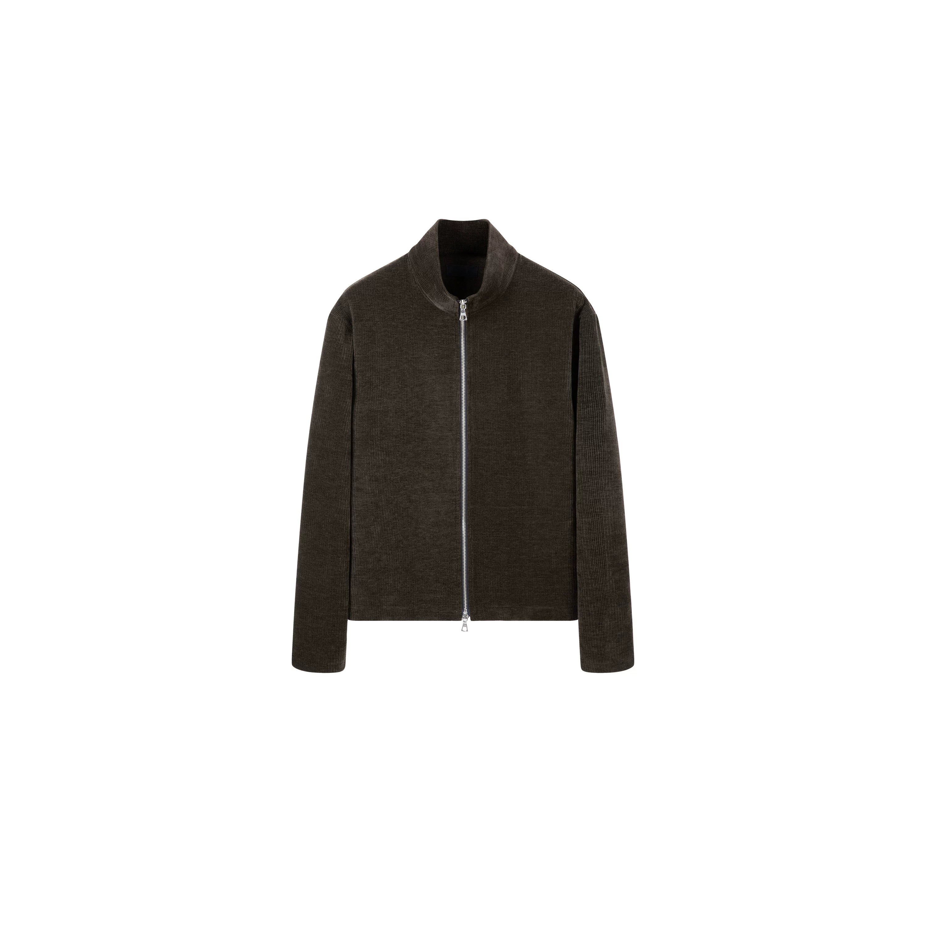 PLUS NO LOGO Striped Double Zipper Turtleneck Jacket