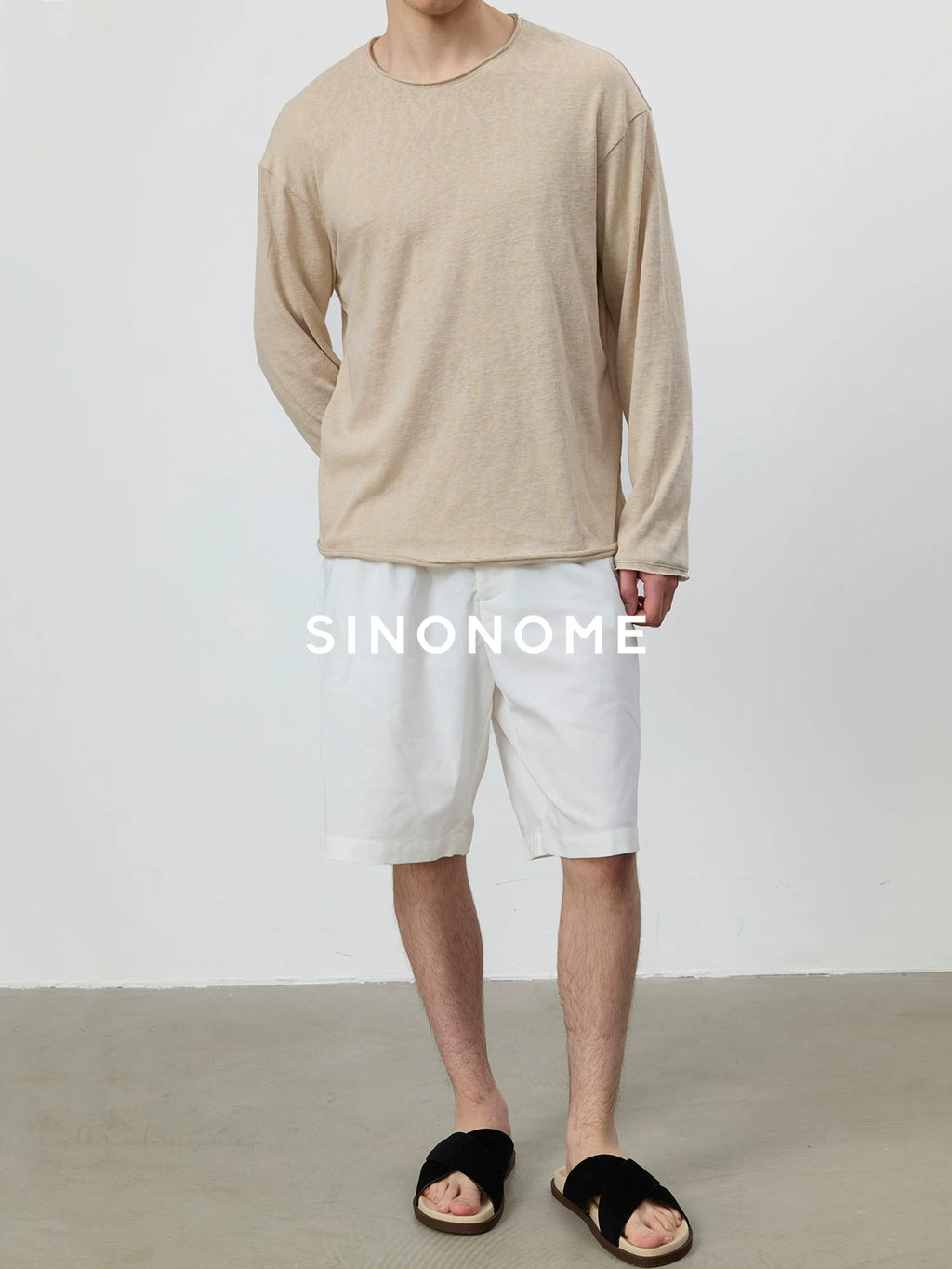 SINONOME Linen-Blend UPF + Relaxed Long-Sleeve Tee