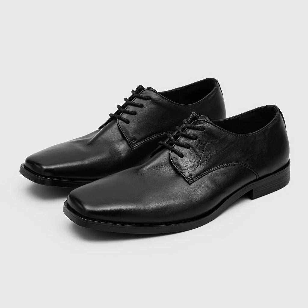 RZAAZ Leather Square-Toe Lace-Up Derby
