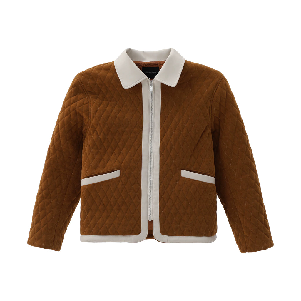 ZOZOFOREST Suede Hand-stitched Leather Jacket