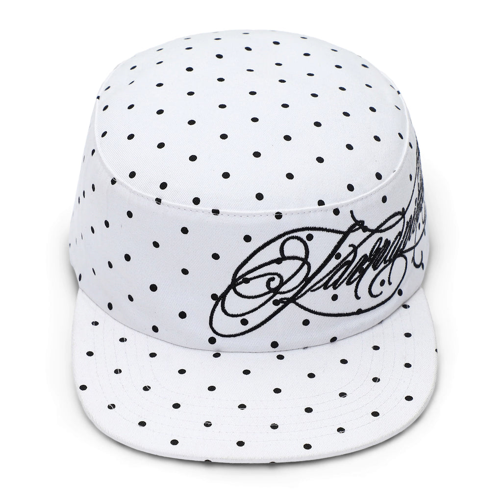 KARMANISTIC Polka Dot Letter Embroidered Flat-Brim Cap
