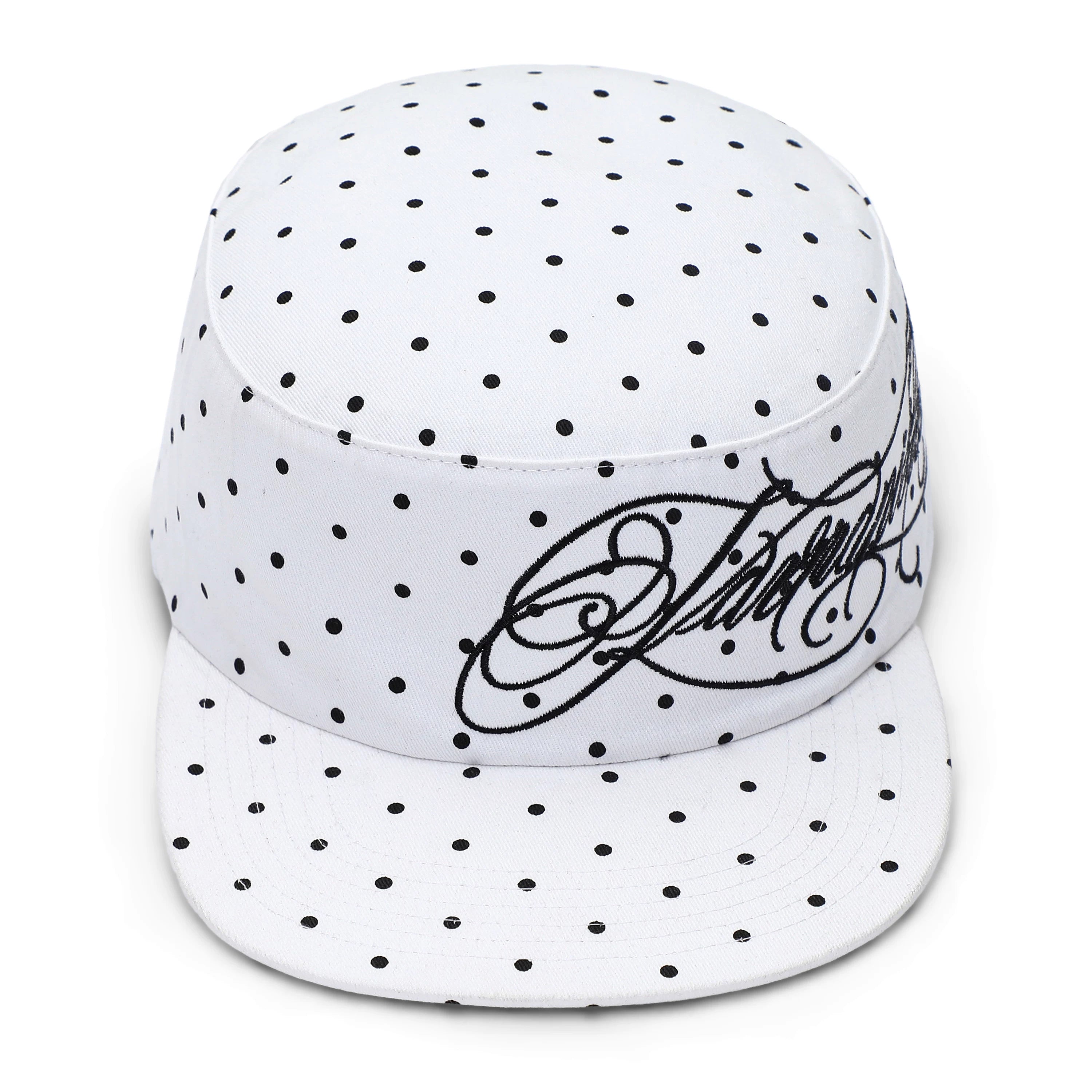 KARMANISTIC Polka Dot Letter Embroidered Flat-Brim Cap
