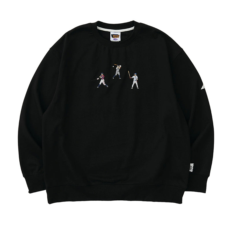 Battles Baseball Embroidered Crew Neck Sweater