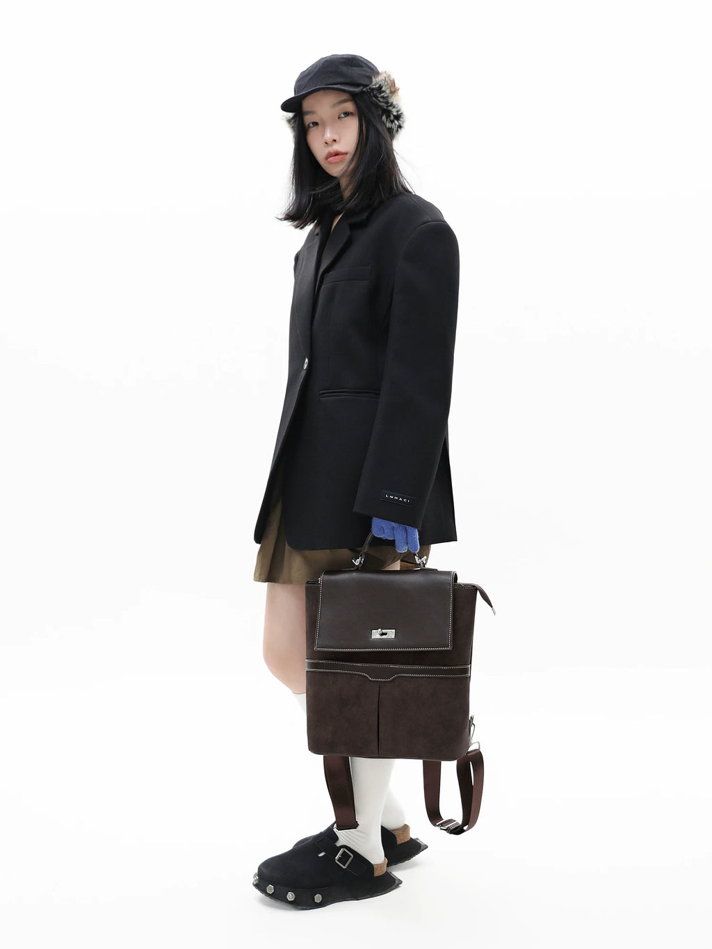 JANDRESS Suede Patchwork -in- Crossbody Backpack