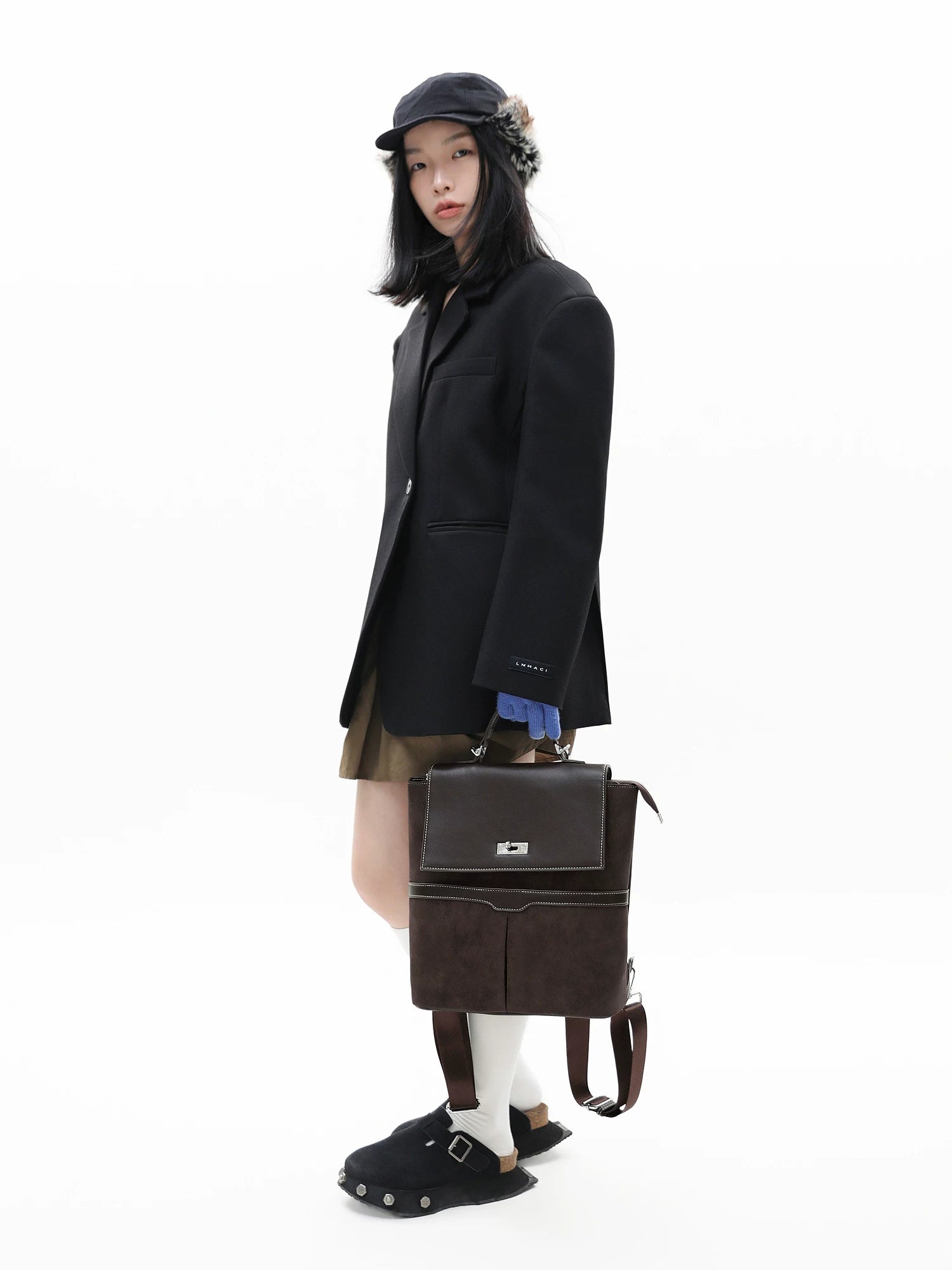 JANDRESS Suede Patchwork -in- Crossbody Backpack