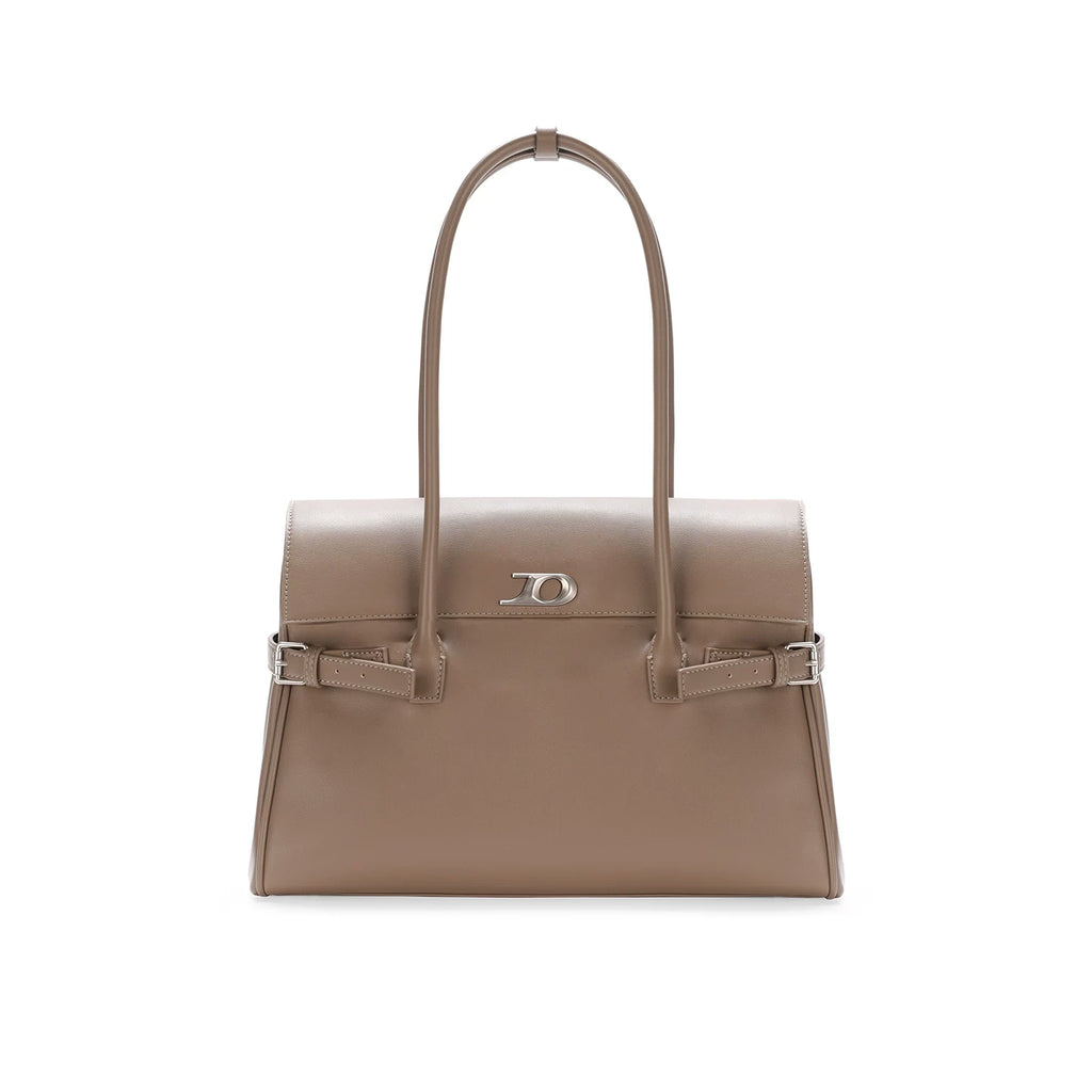 JANDRESS Elephant Gray Faux Leather Magnetic Snap Shoulder Bag