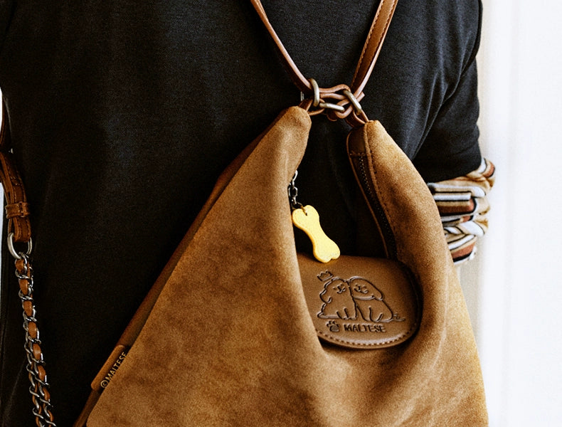 TOUTOU Faux Leather Zip-Top Tote Bag