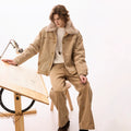 CHOR Removable Fur Collar Thickened Denim Jacket