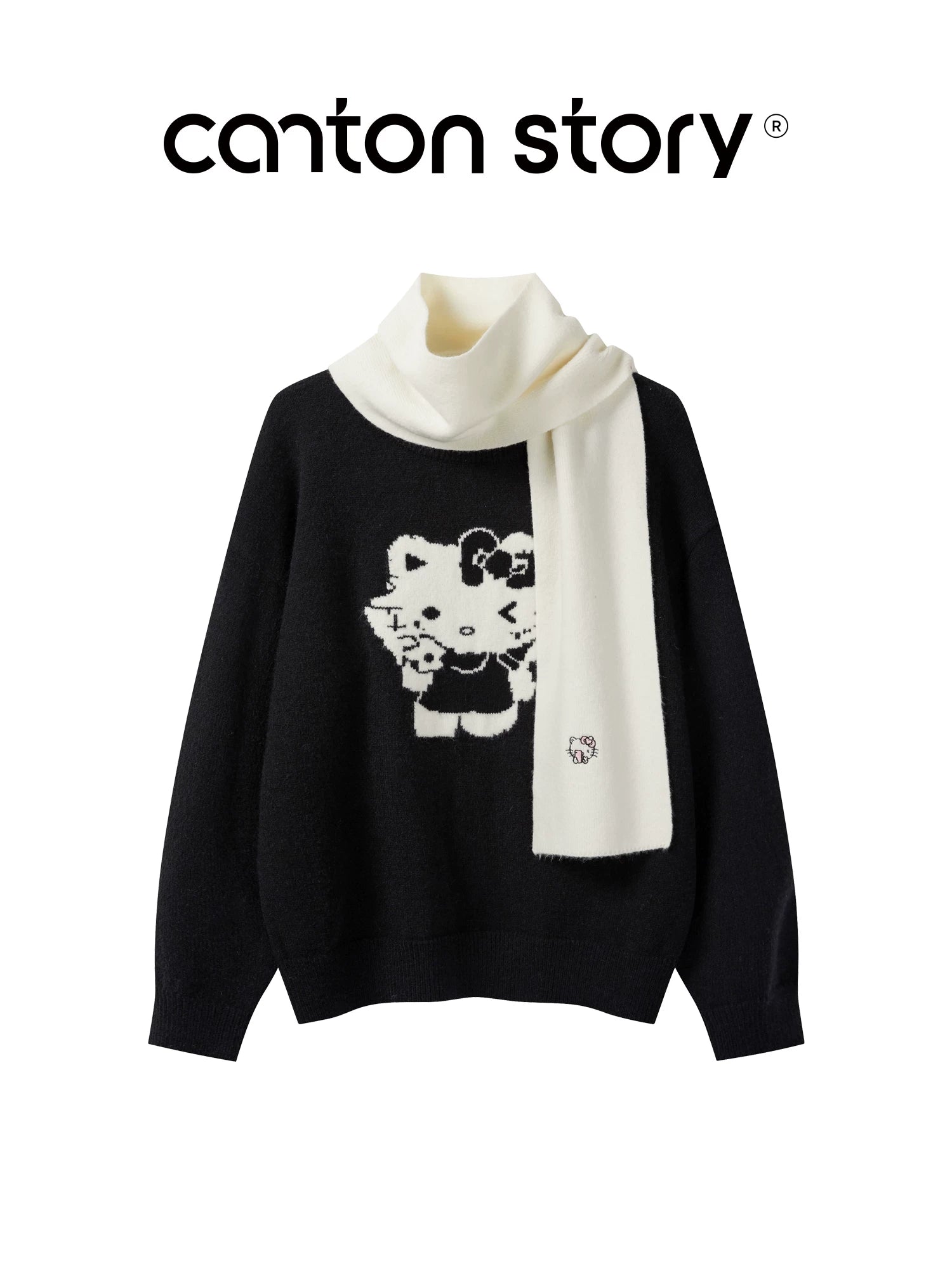 Cantonstory Crew Neck Versatile Loose Slimming Knit Sweater