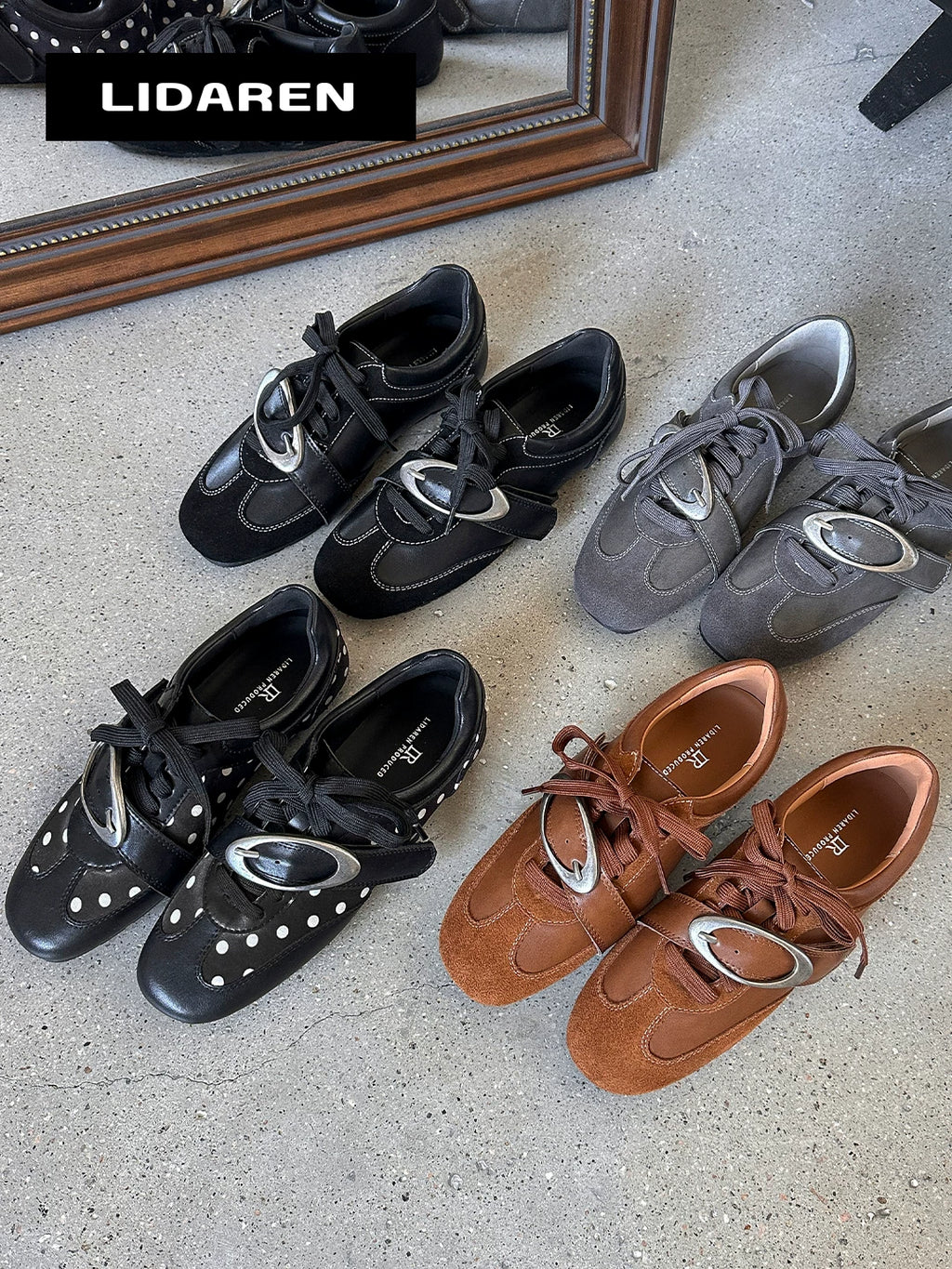 Lidaren Produced Polka Dot Leather Mary Jane Sneaker