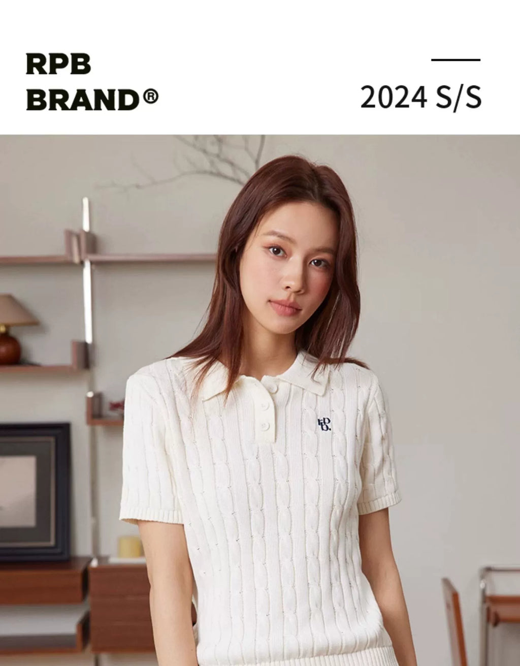 RPB BRAND Versatile Twisted Embroidered Lapel Collar POLO Collar Knitted Short Sleeve