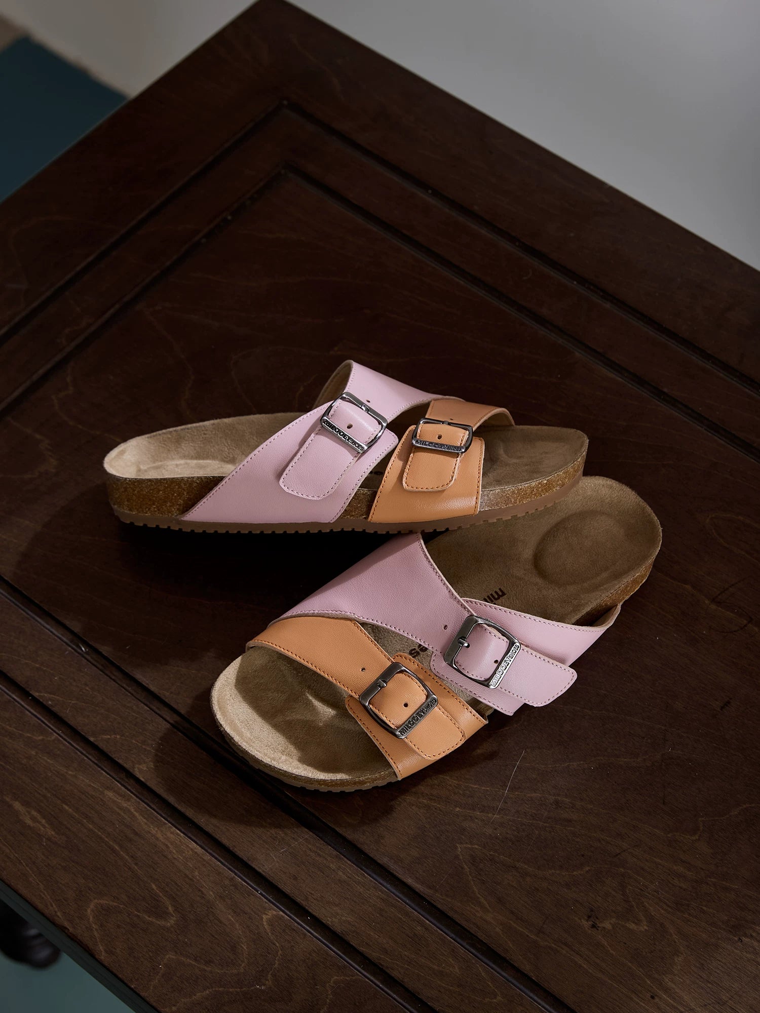 MILOOEY Leather Double Buckle Slide Sandal