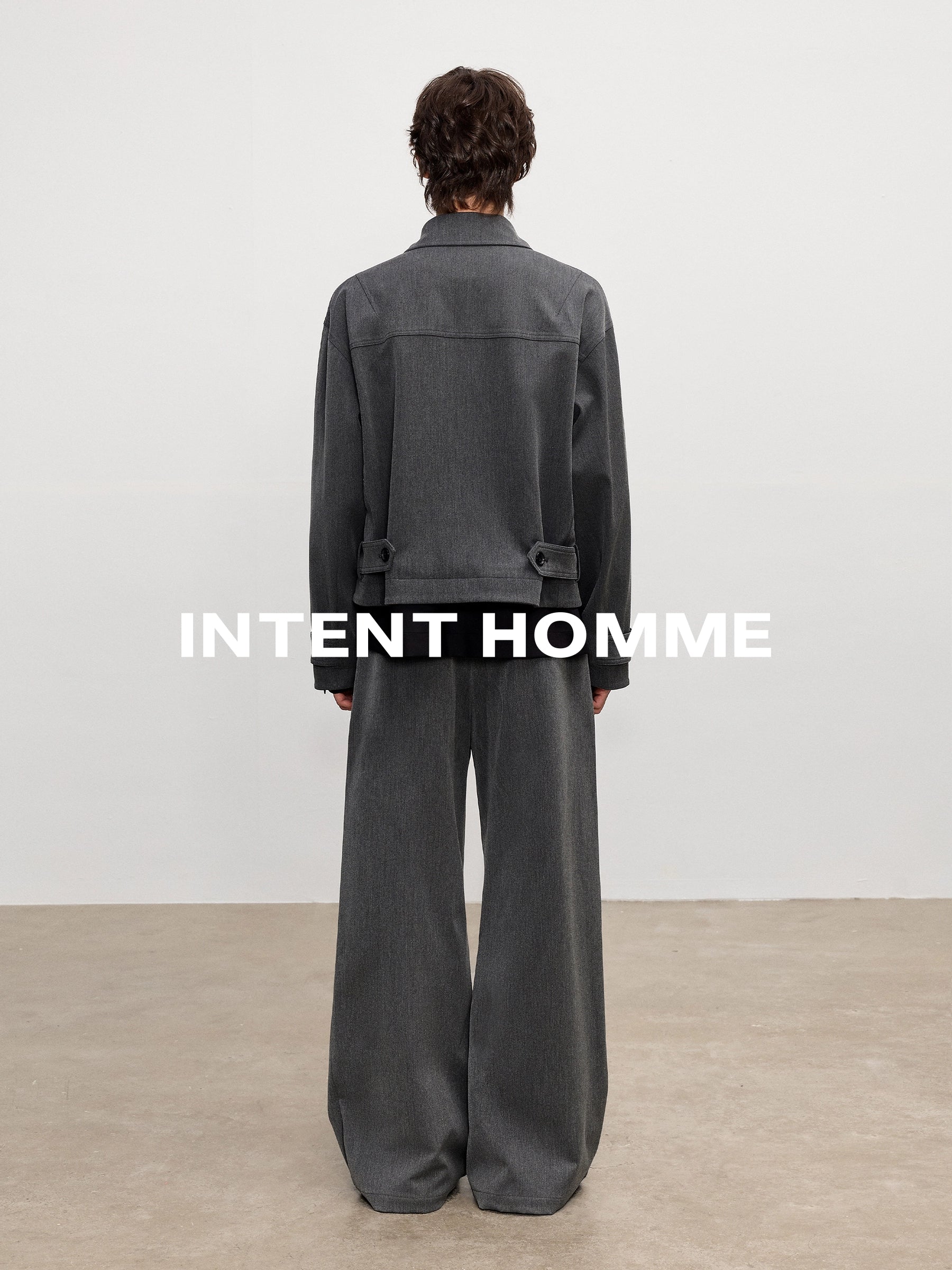 INTENT 4-pleated Straight Loose Wide-leg Trousers