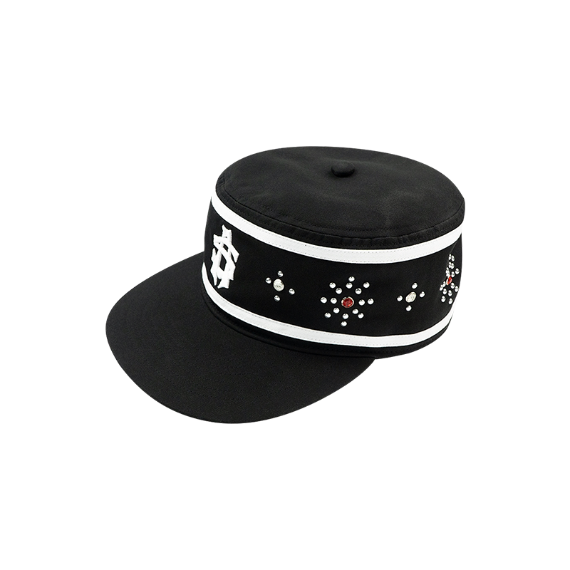AVENUE&SON Cotton Embroidered Rhinestone Flat-Top Pillbox Hat