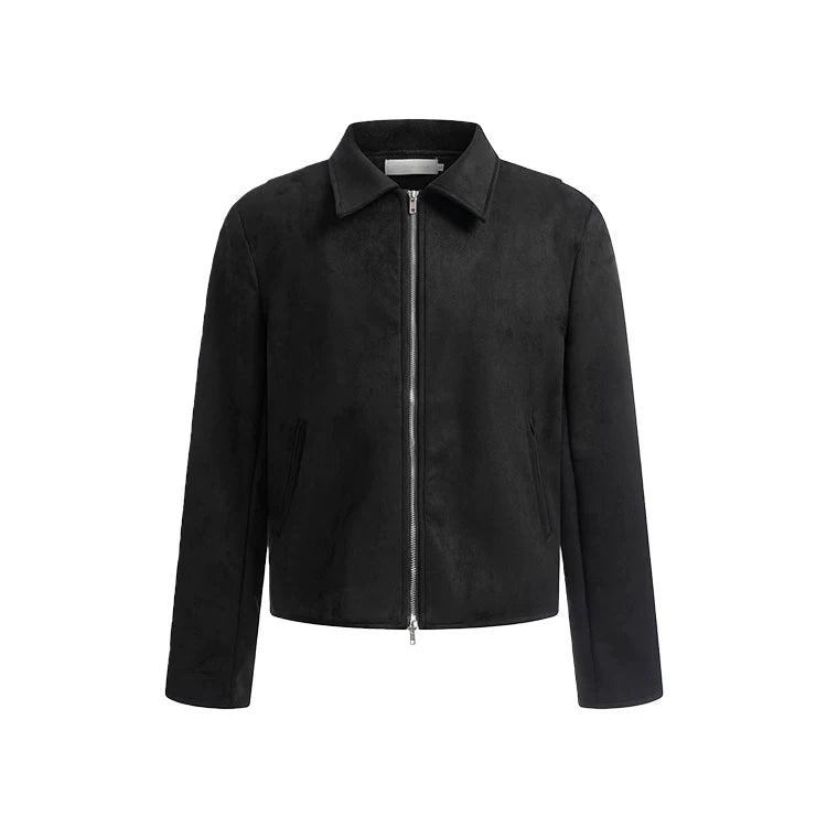 DM Tenacious Suede Boxy Cropped Long-Sleeve Jacket