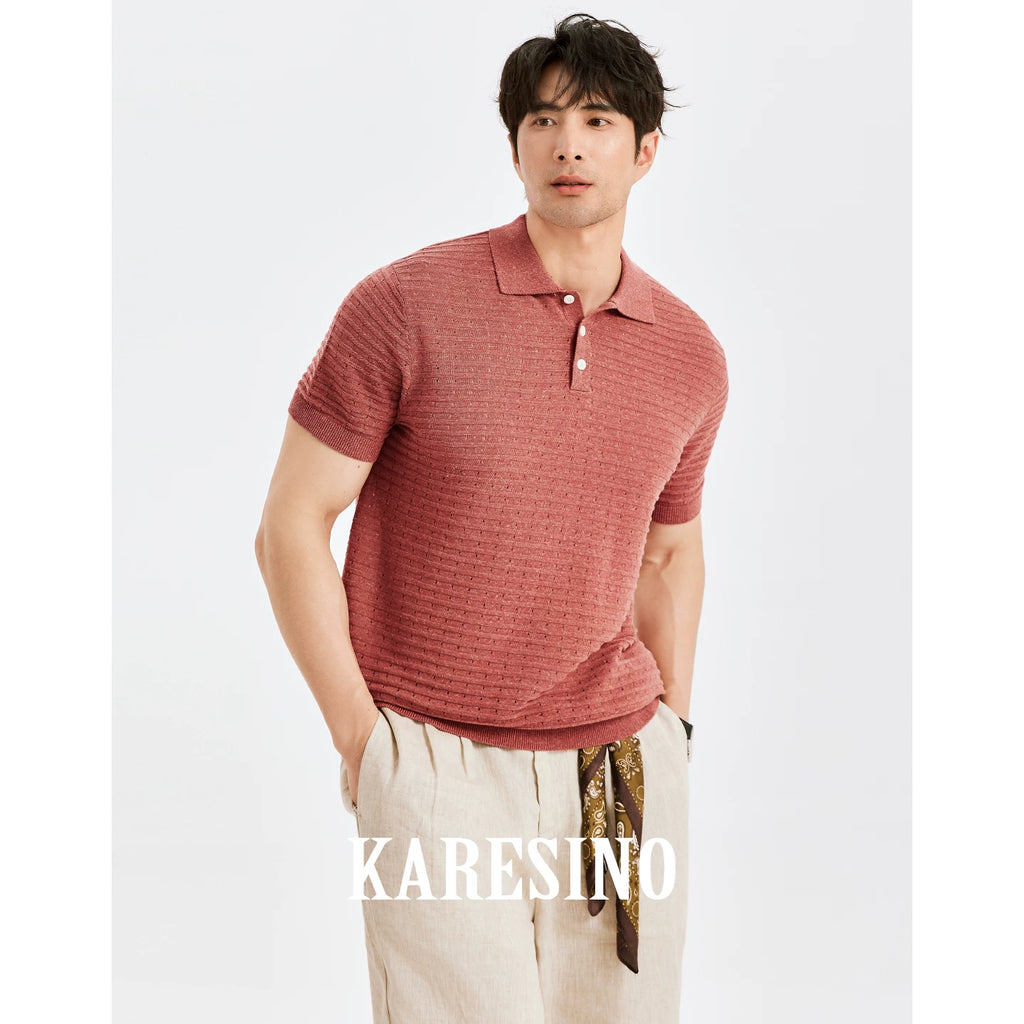 KARESINO Breathable Cool-Touch Knit Polo Shirt