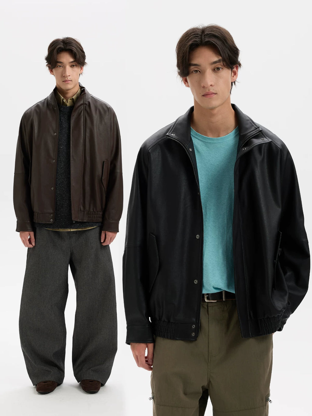 BUTTBILL Vintage Motorcycle PU Leather Loose Jacket