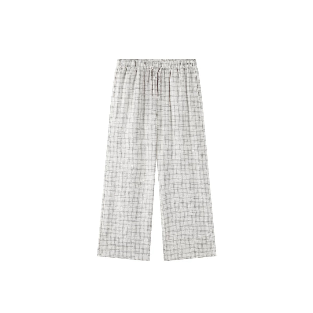 PLUS NO LOGO Salt-Washed Plaid 260g Straight-Leg Pants