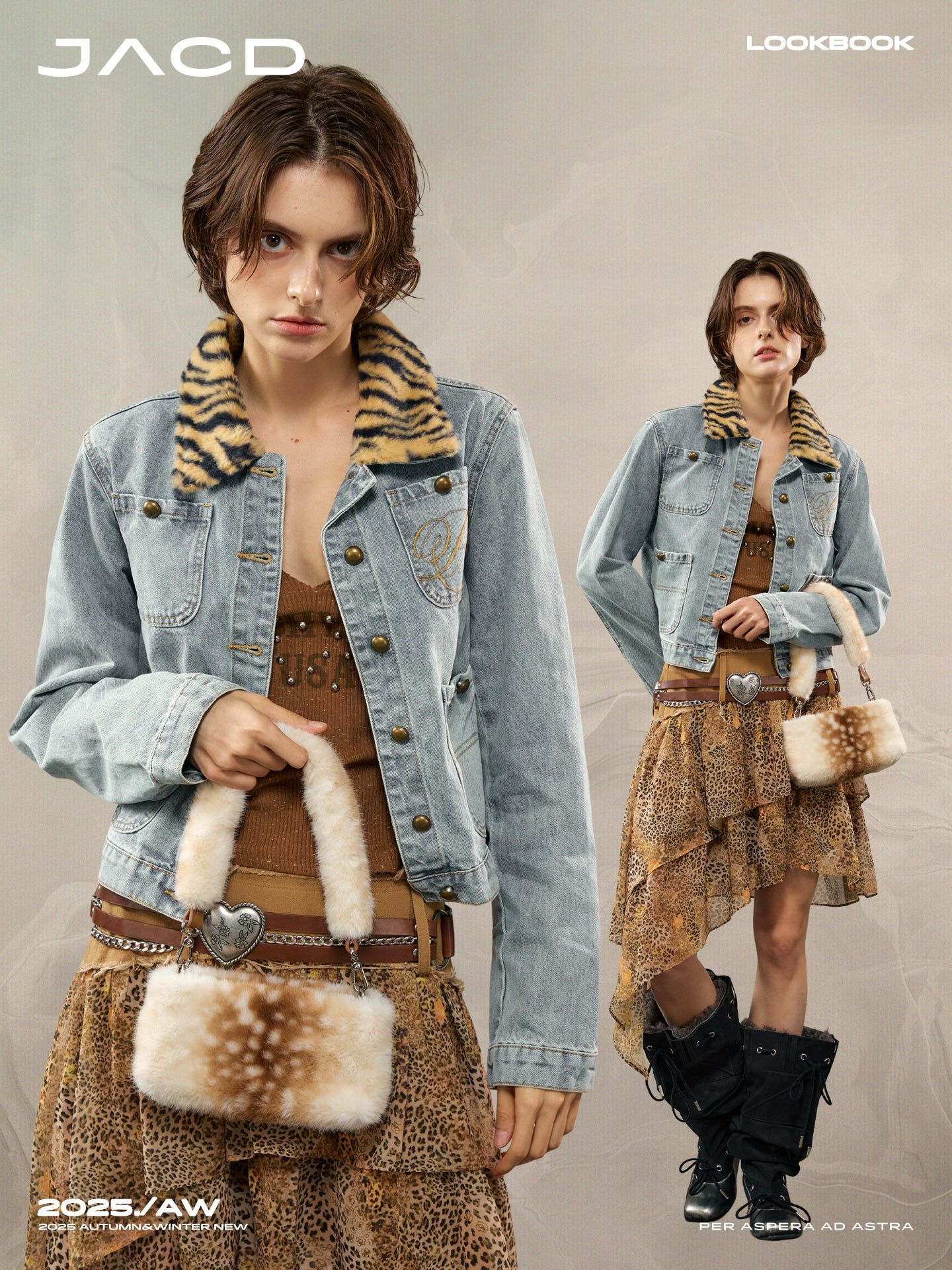 JACD Spotted Deer Hairy Underarm Bag