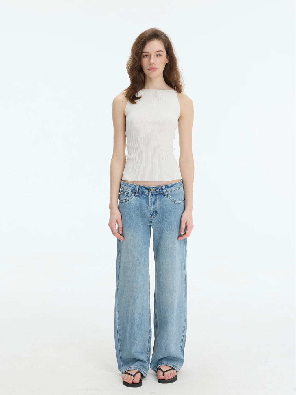 Veryrareme Lyocell Linen Ribbed Racerback Tank Top