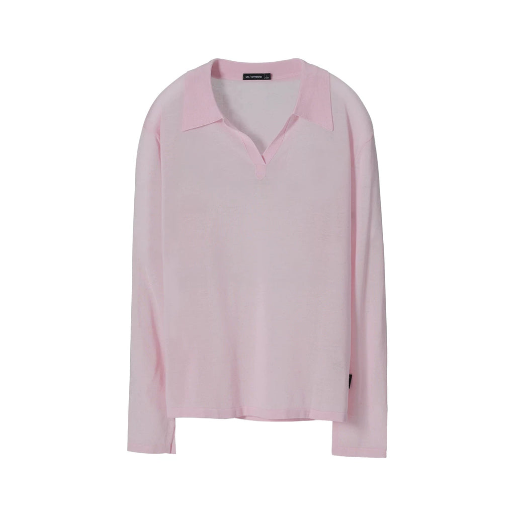 Unvesno -Gauge Linen-Blend Oversized Henley Polo Top