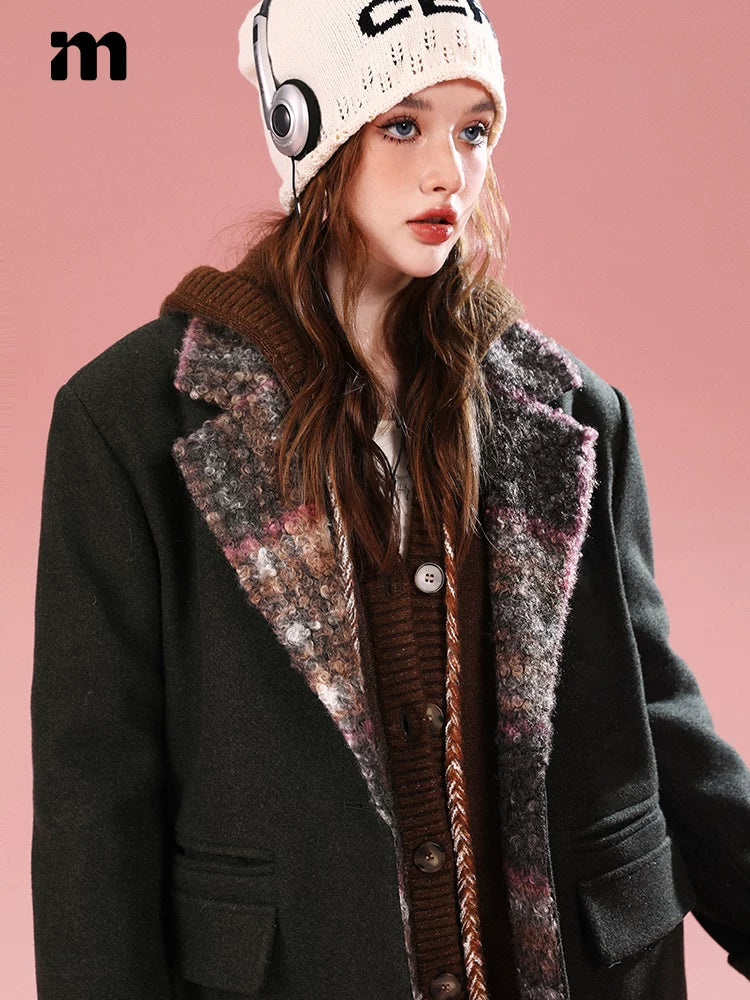 Imone Retro Loop Hairy Long Woolen Jacket