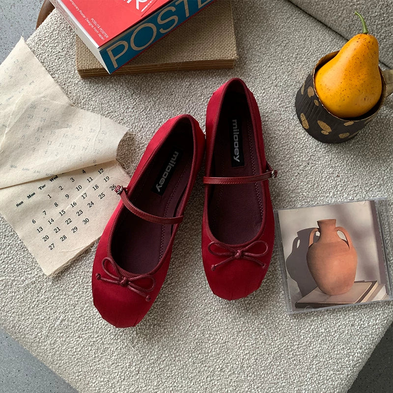MILOOEY Bow Strap Ballet Flat